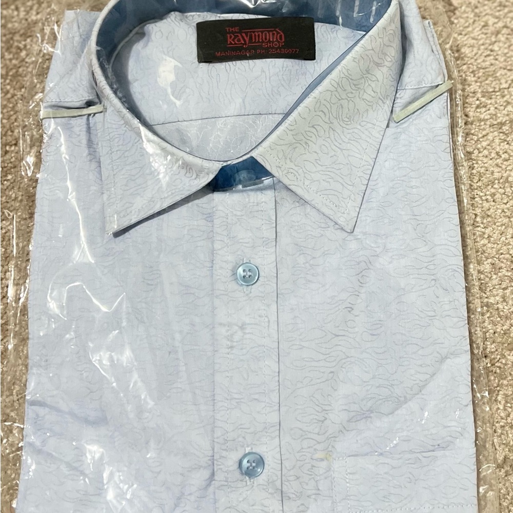 Raymond Sky Blue Patterned Men's Dress Shirt